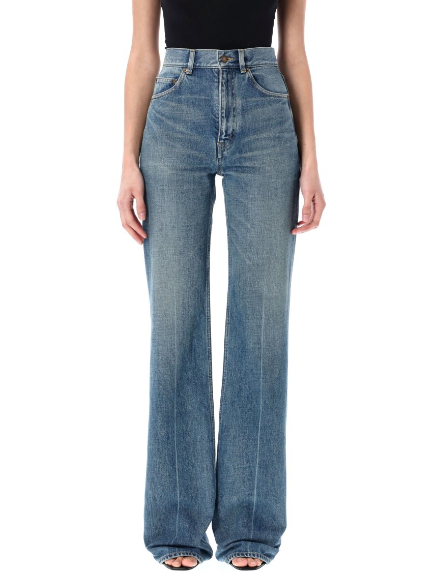Saint Laurent High Rise Flared Boot-cut Jeans In Blue