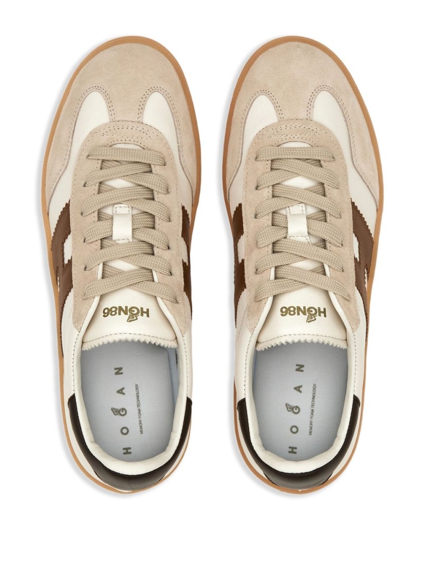 Hogan Beige Sneakers With Lace-up Fastening In White
