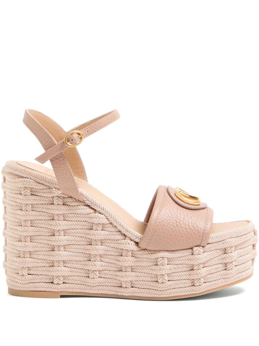 Valentino Garavani Espadrille-style Flat Shoes With Textured Upper In Neutral