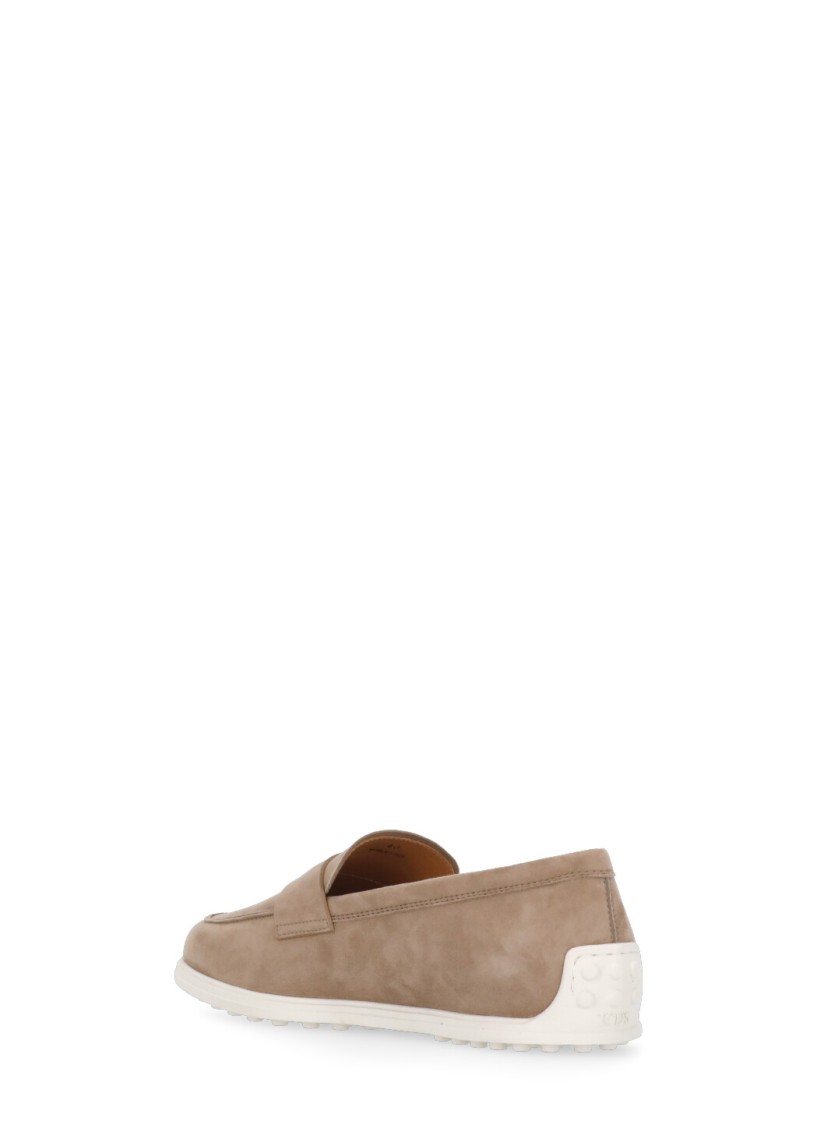 Shop Tod's Beige Suede Leather Loafers In Neutrals