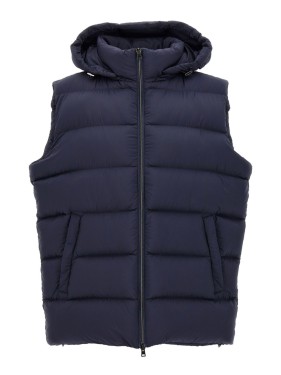 Herno - Black Nylon Fitted Long Puffer Vest | Mitchell Stores