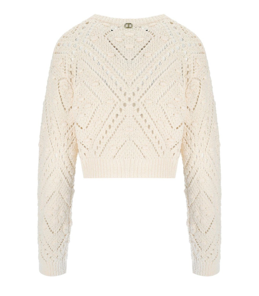 Twinset Twin-set Light Natural Cropped Cardigan In Neutral