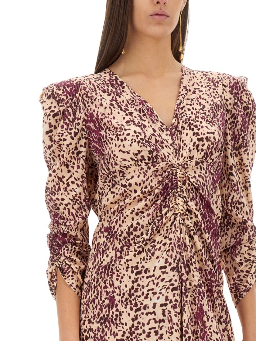 Isabel Marant Midikleid Albini Aus Einem Seidengemisch In Multicolor