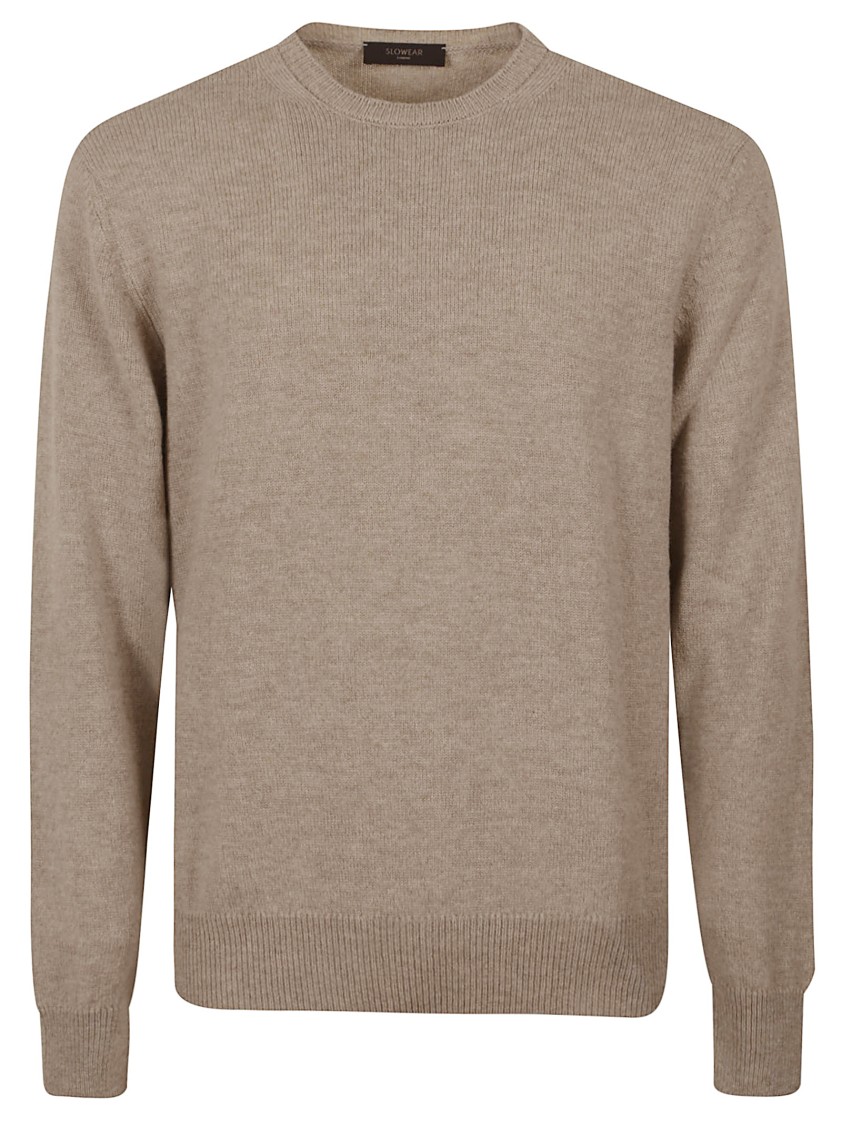 Zanone Textured Wool Crew Neck Sweater With Relaxed Fit In Neutral