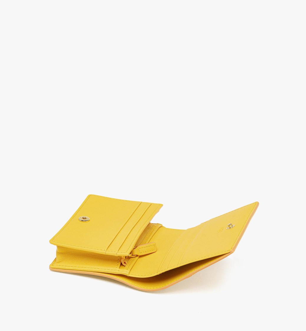 Mcm Mini Wallet In Spanish Calfskin In Gold