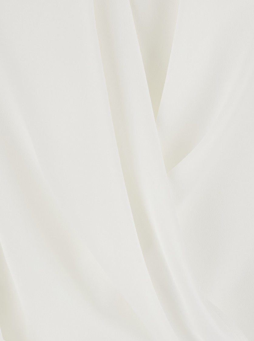 Plain White Blouse With Front Neckline And Ruffles In Fabric Woman In White
