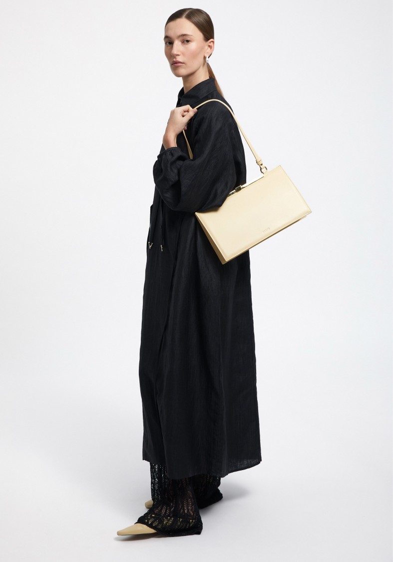 Shop Aeron Ann - Linen Shirt Dress In Black