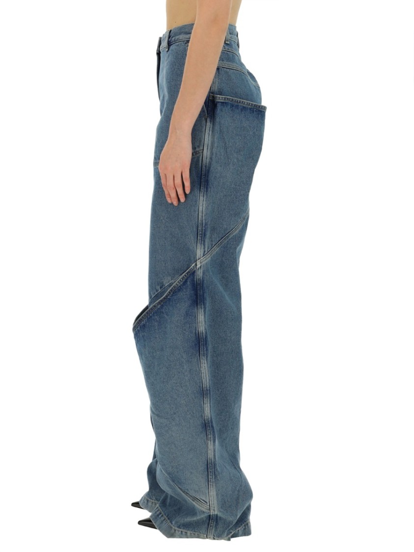 Attico Sky Blue Baggy Jeans With Large Pockets In Blue