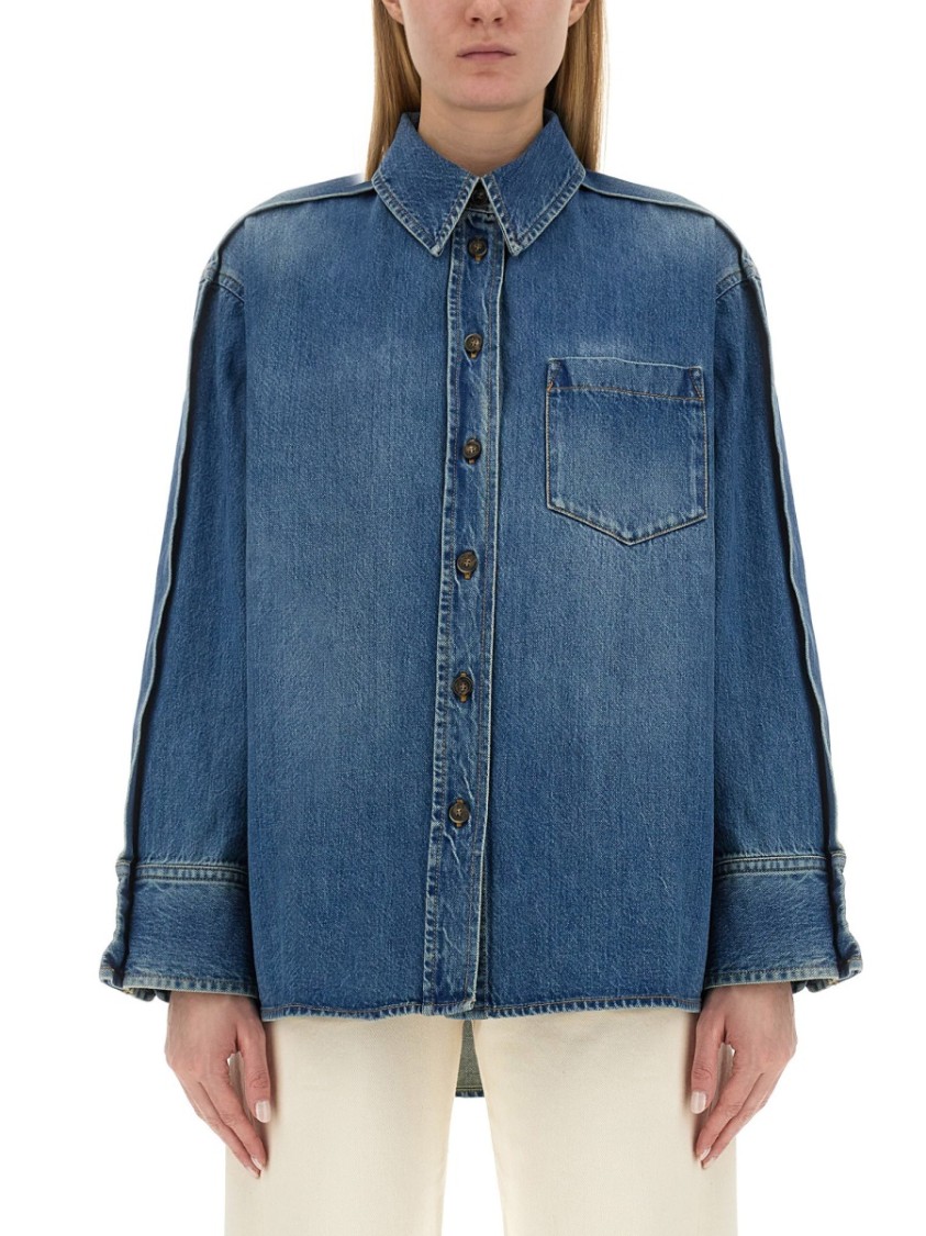 Shop Victoria Beckham Overszie Fit Shirt In Blue