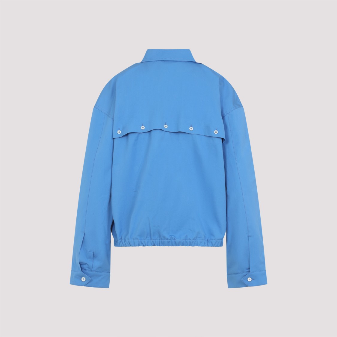 Shop Miu Miu Blue Cotton Jacket With Embroidered Logo