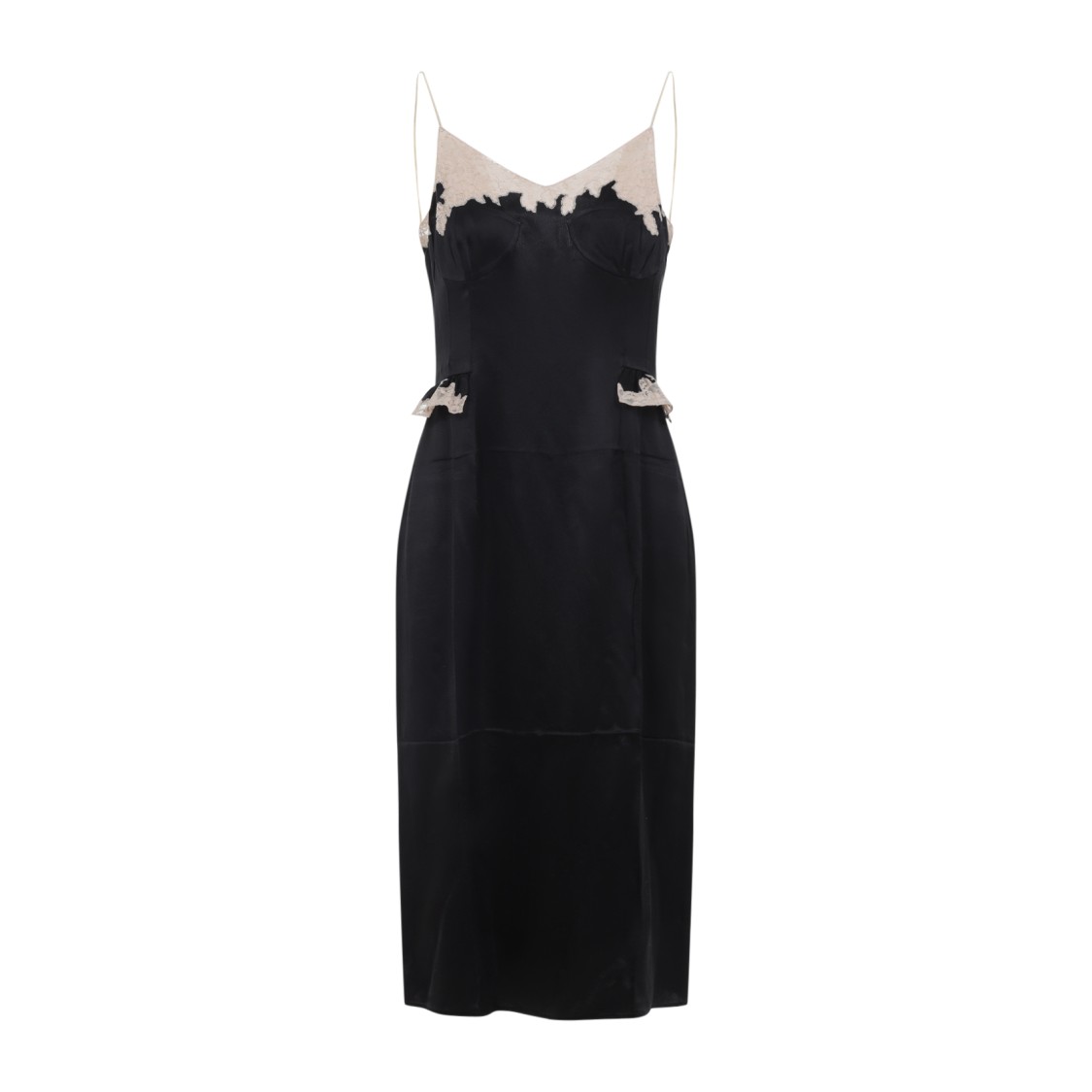 Prada Silk Evening Dress With Lace Detailing In Black