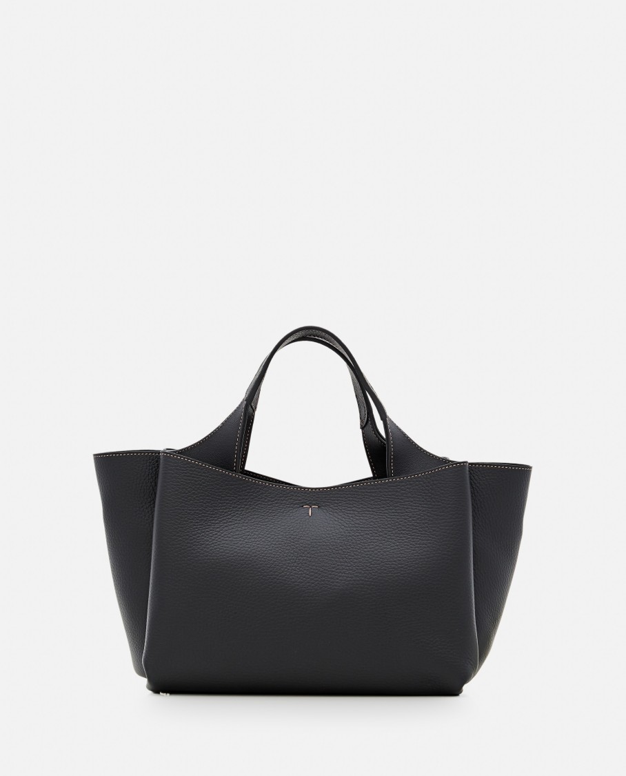 Tod's Mini Leather Tote Bag In Black