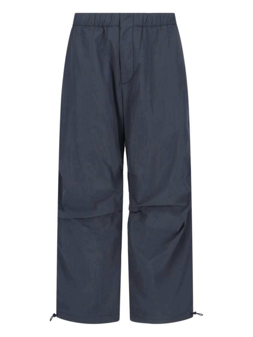 Studio Nicholson Straight Trousers With Elastic Waistband And Drawstring Hem In Blue