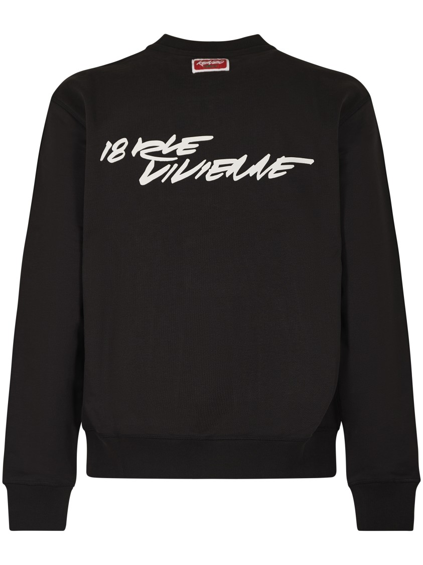 Kenzo Black Sweatshirt With Bold Graphic Design And Relaxed Fit In Black
