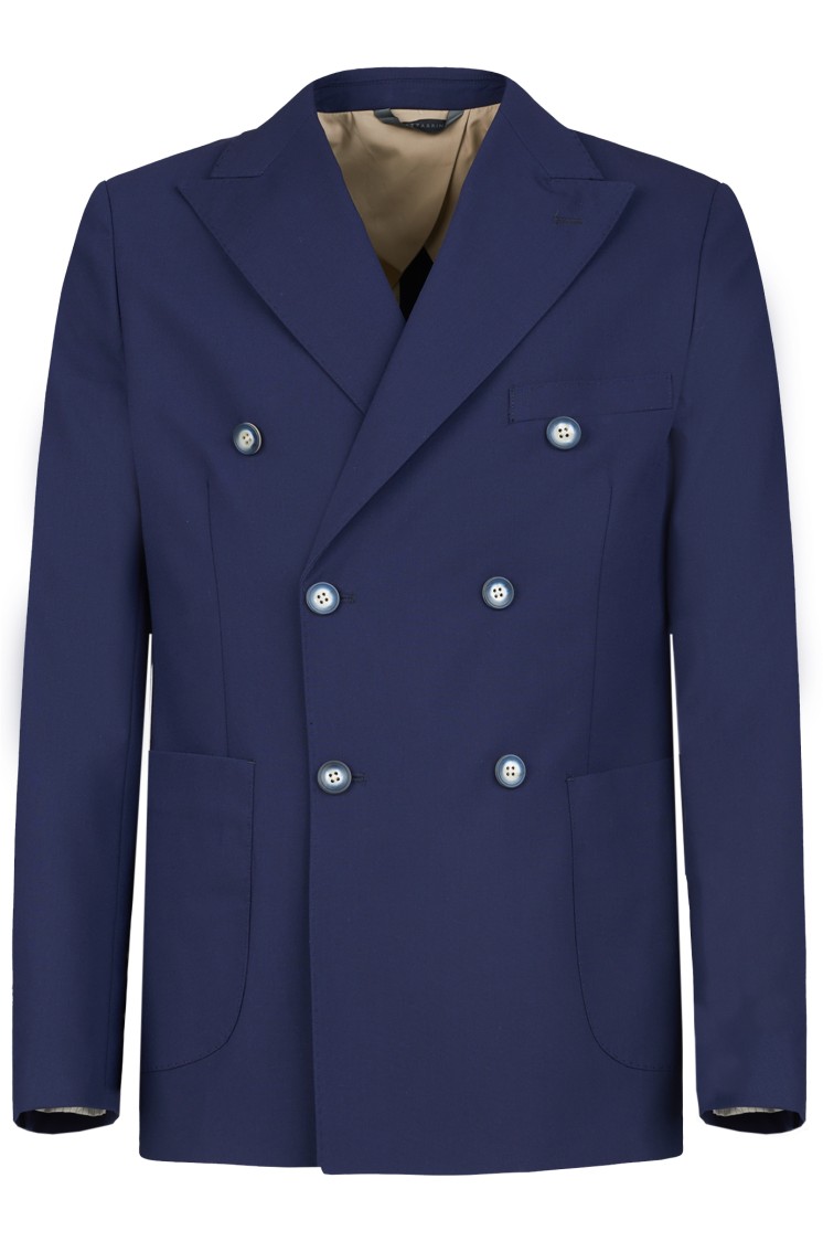 Gazzarrini X Michele Franzese Tailored Blue Wool-viscose Blend Double-breasted Blazer In Blue