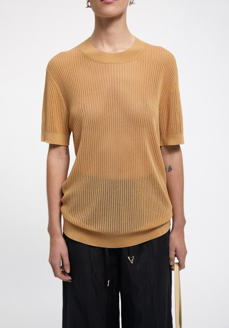 Shop Aeron Shalott - Ribbed Relaxed T-shirt In Neutrals
