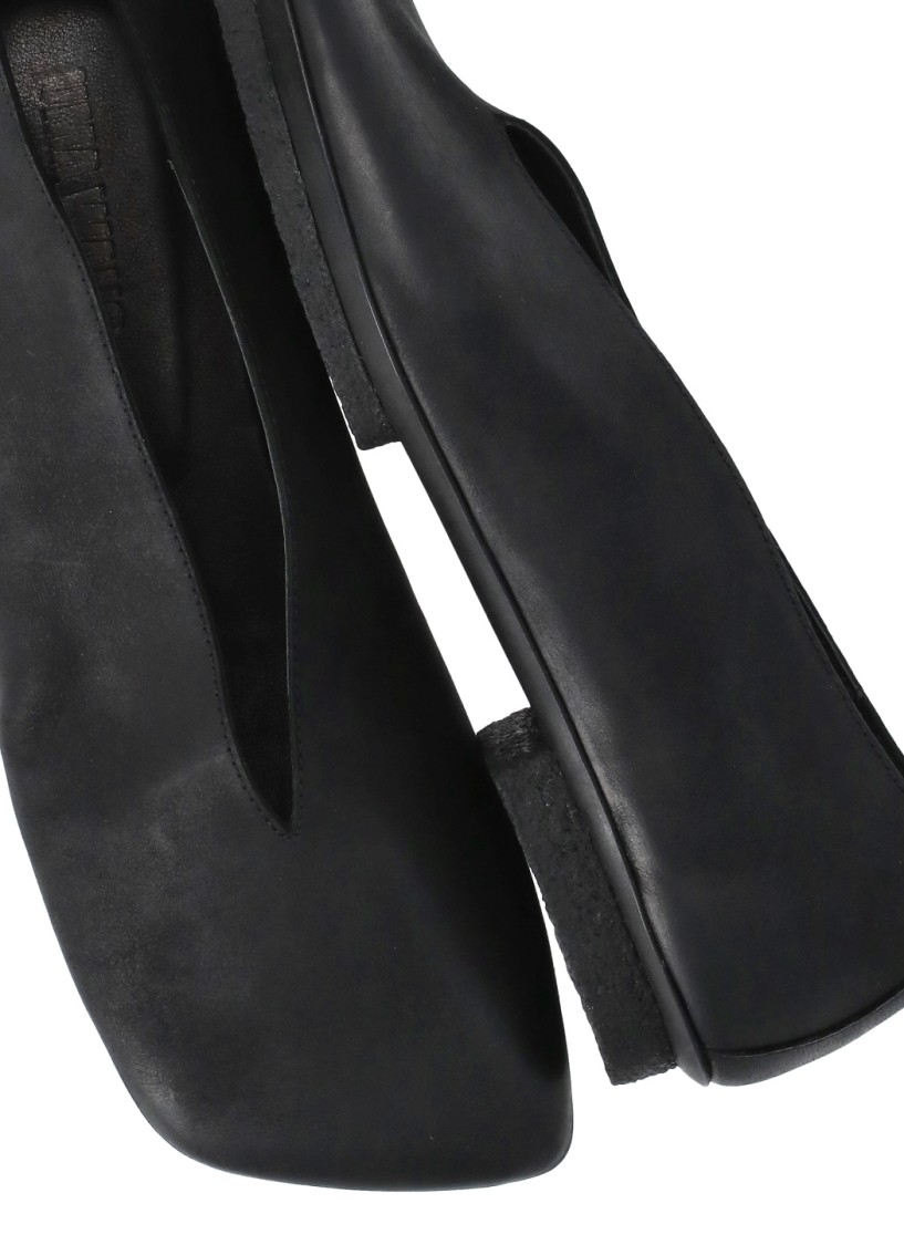 Shop Uma Wang Black Smooth Leather Ballet Shoes