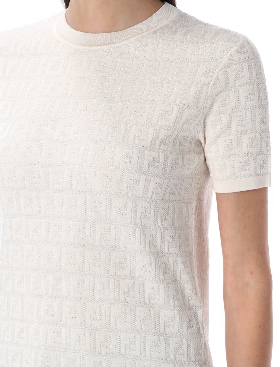 Tシャツ・カットソー Fendi Ff Knit T-Shirt With Tonal Motif Fendi Ff Knit T-Shirt With Tonal Motif in White | THE LIST