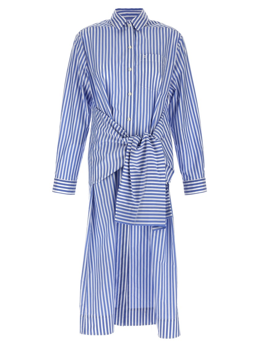 Philosophy Di Lorenzo Serafini Shirt-style Striped Cotton Blend Chemisier Dress In Blue