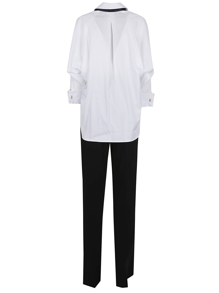 Elisabetta Franchi Striking Jumpsuit With Double Collar And Logo Ribbon Waistband In Black