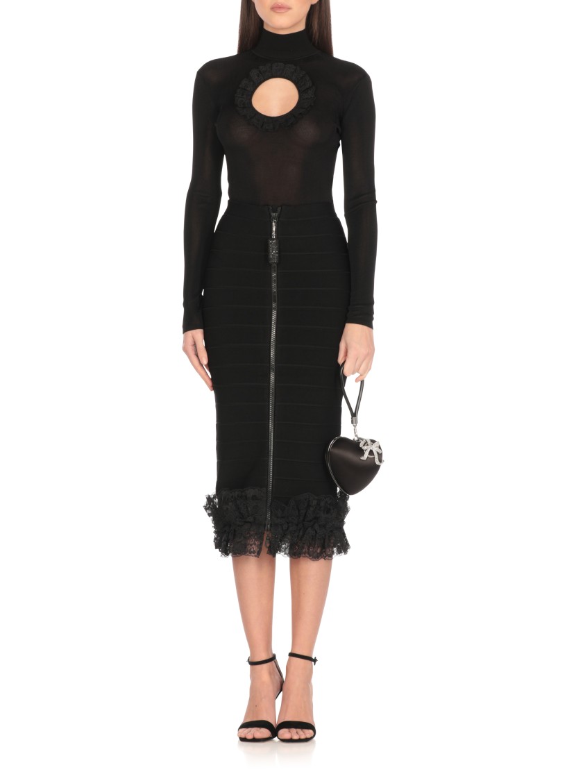 Self-portrait X Christopher Kane Lace-trimmed Cutout Bodysuit