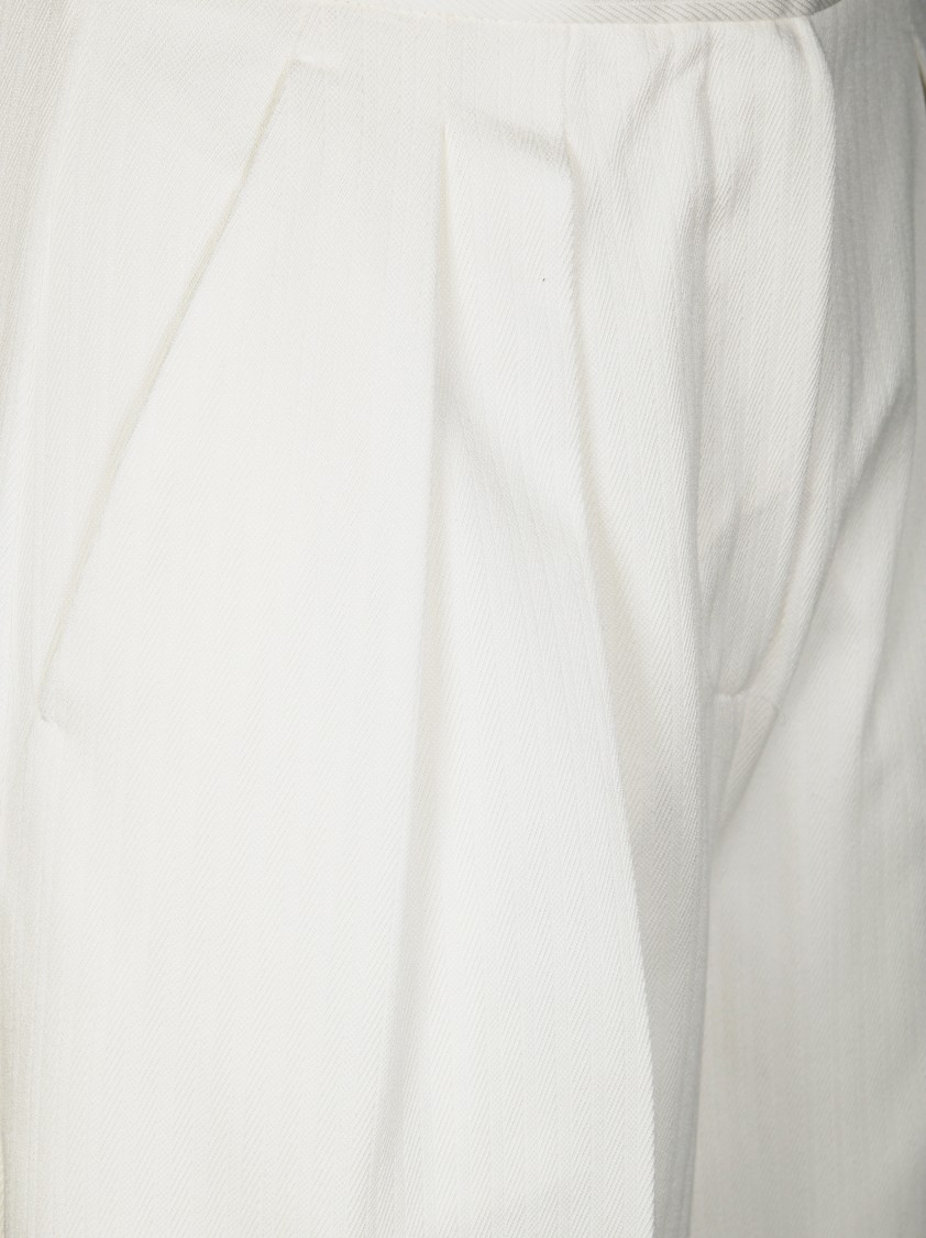 Max Mara Chenzia Jersey Jacquard Wide Leg Pants In White