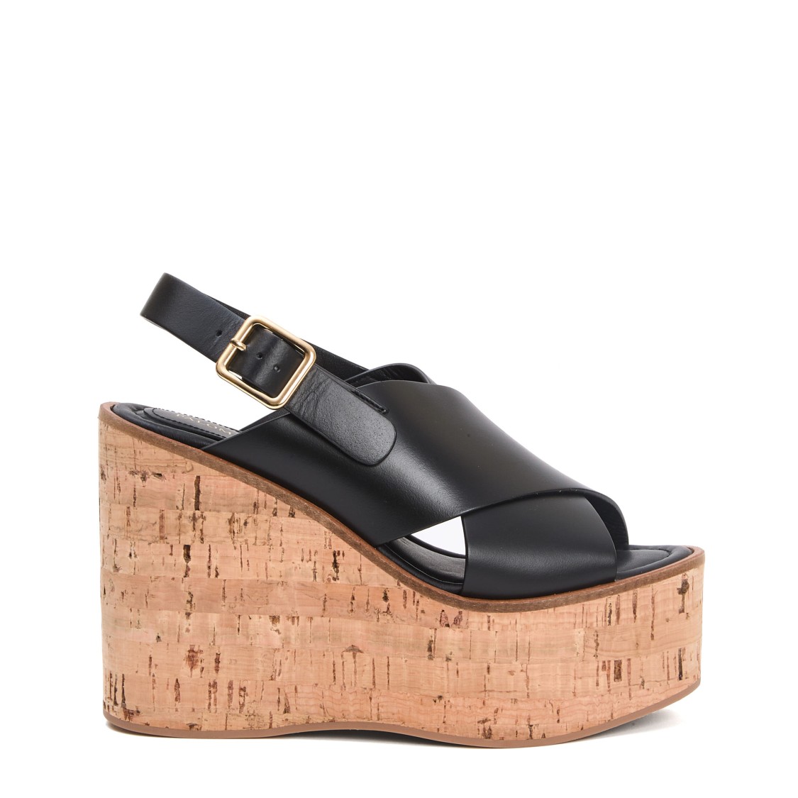 Paloma Barceló 110mm Crossover Slingback Wedge Sandals In Black