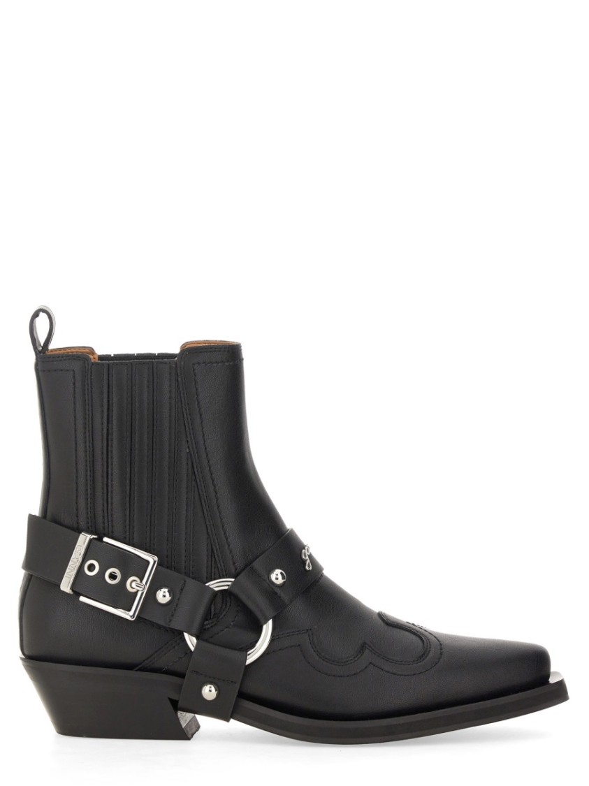 Ganni Woman Ankle Boots Black Size 8 Textile Fibers In Black