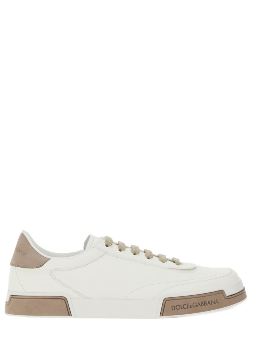 Dolce & Gabbana Portofino Yatch Sneakers In Calfskin Color White And Dove Grey In White