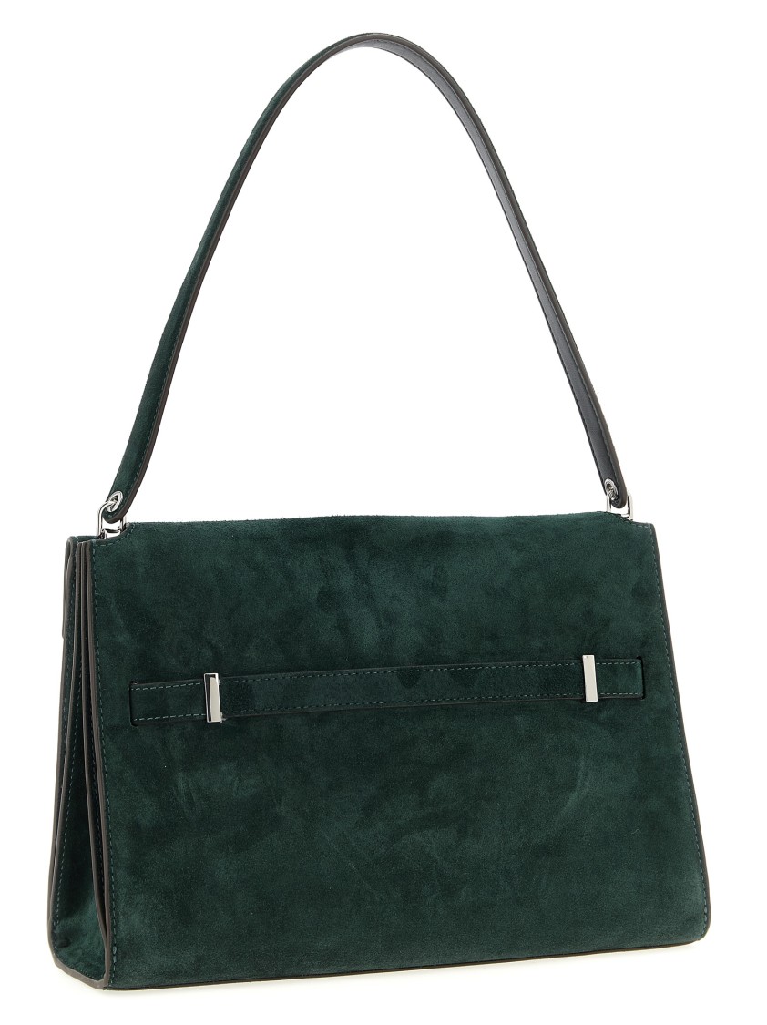 Tory Burch Large Rectangular Shoulder Bag With Suede Finish In Green