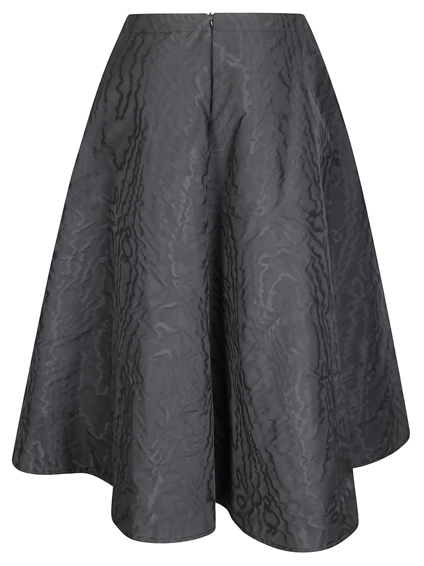 Stefano Mortari Black Flared Midi Skirt With Damask Effect In Gray