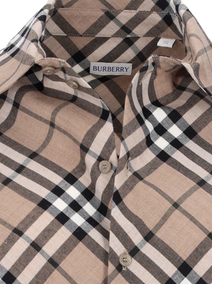 Burberry Check Pattern Wool Blend Shirt