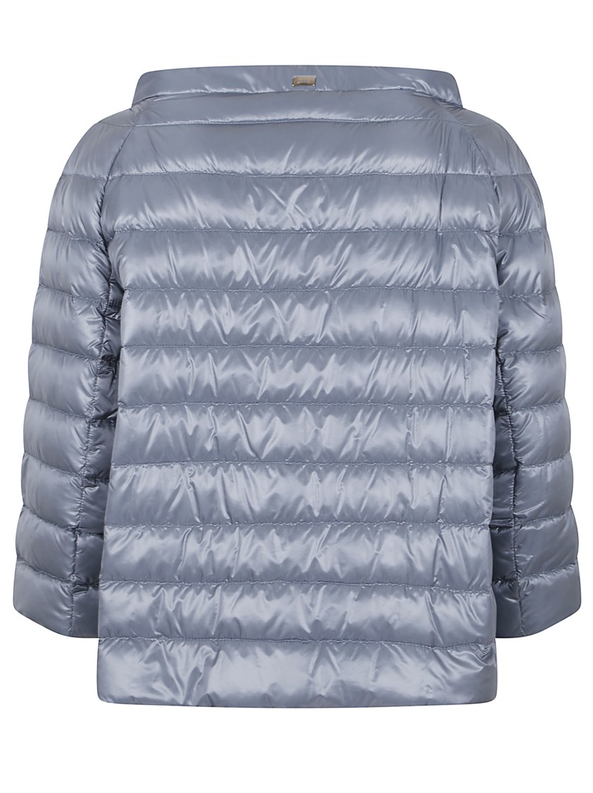 Herno Quilted Three-quarter Sleeve Jacket In Blue