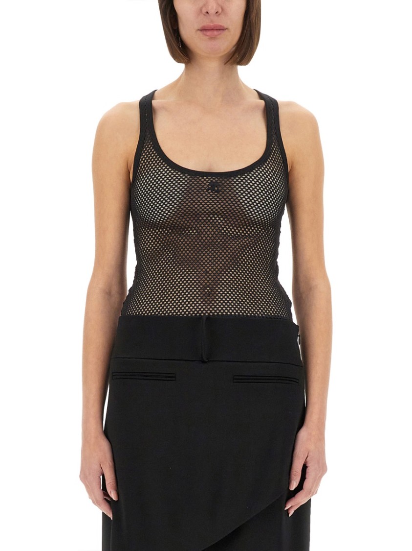 Shop Courrèges Lightweight Mesh Tank Top Crafted In Black