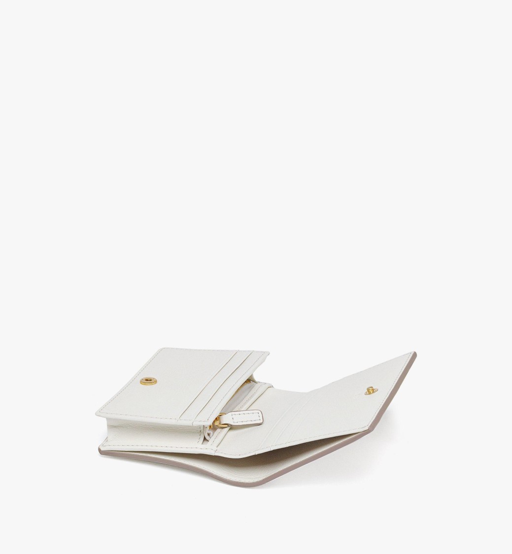 Mcm Compact Full-grain Nappa Leather Wallet In White