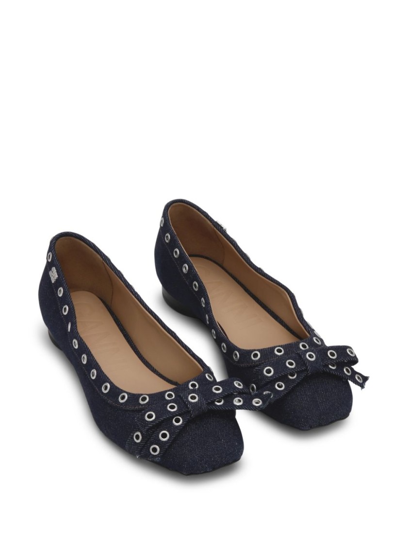 Shop Ganni Classic Ballerina Blue Shoes In Black