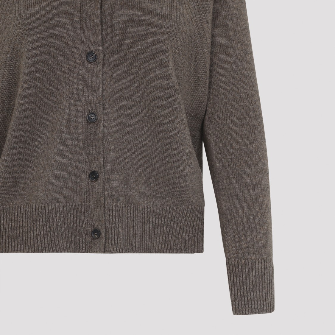 Max Mara Cedro Brown Wool And Cashmere Cardigan In Gray