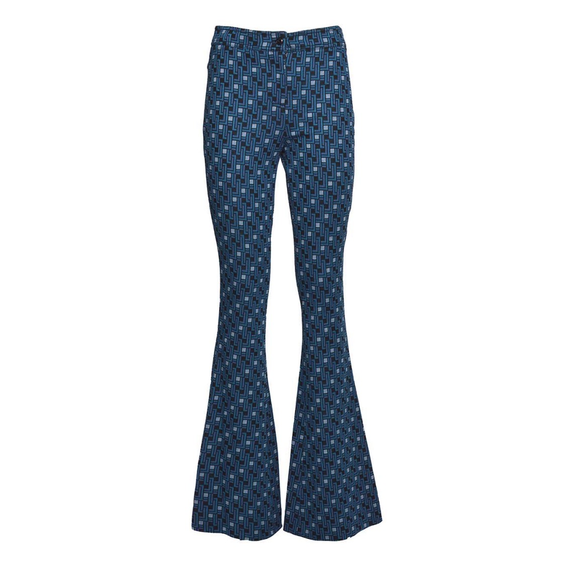 Shop Diane Von Furstenberg Geometric Jacquard Knit Flared-leg Pants