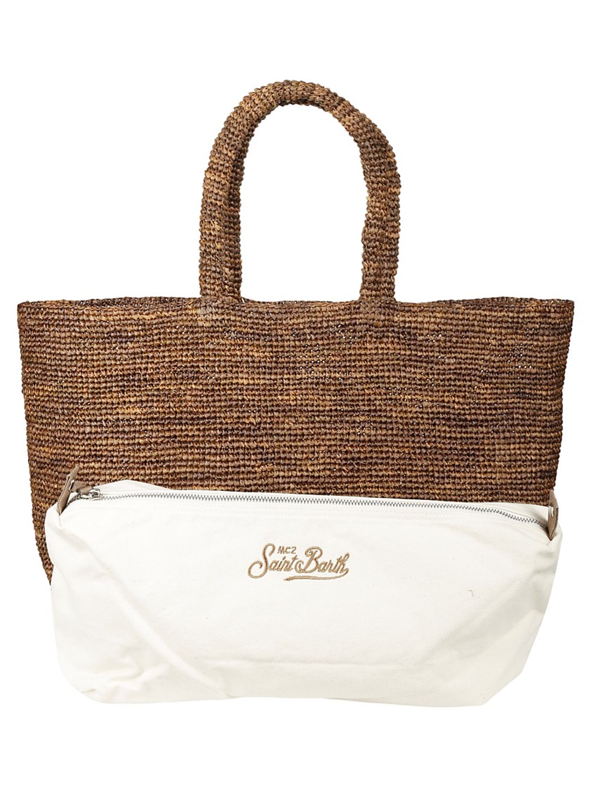 Mc2 Saint Barth Hand-woven Raffia Bag In Brown