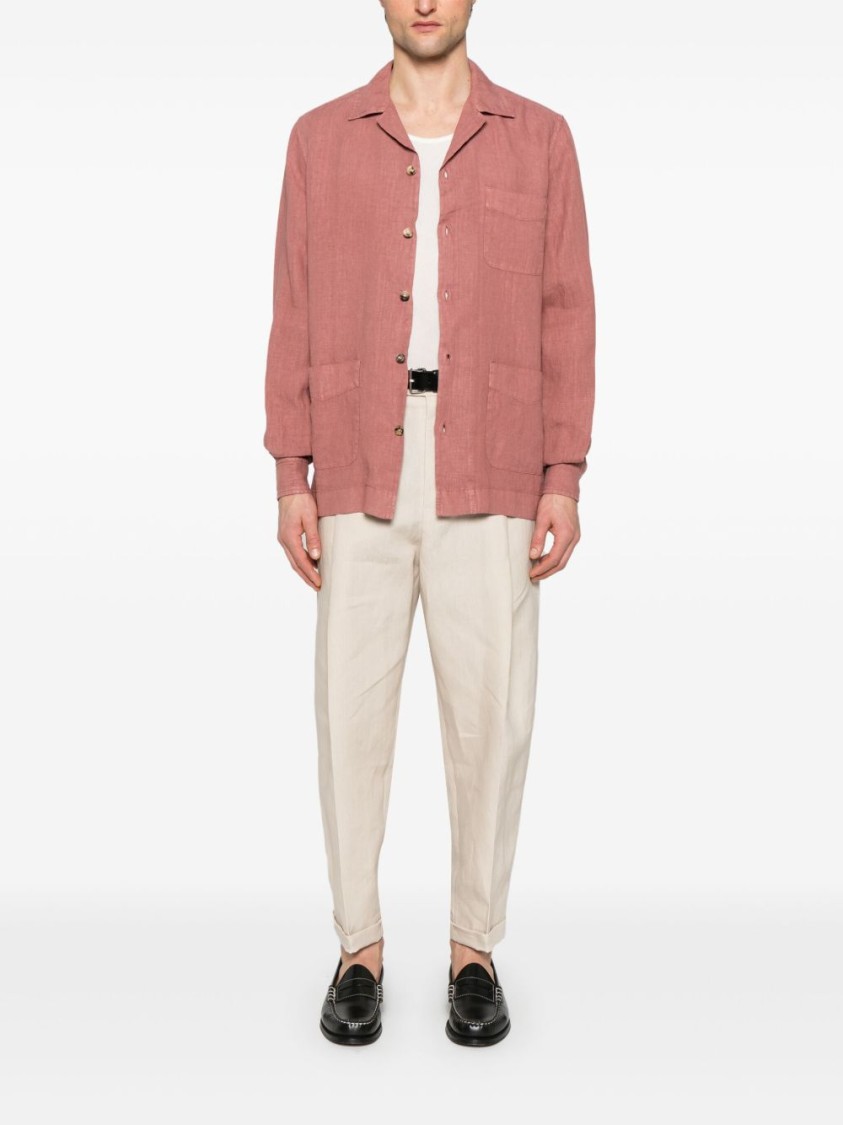 Boglioli Relaxed Fit Dark Pink Overshirt In Neutrals