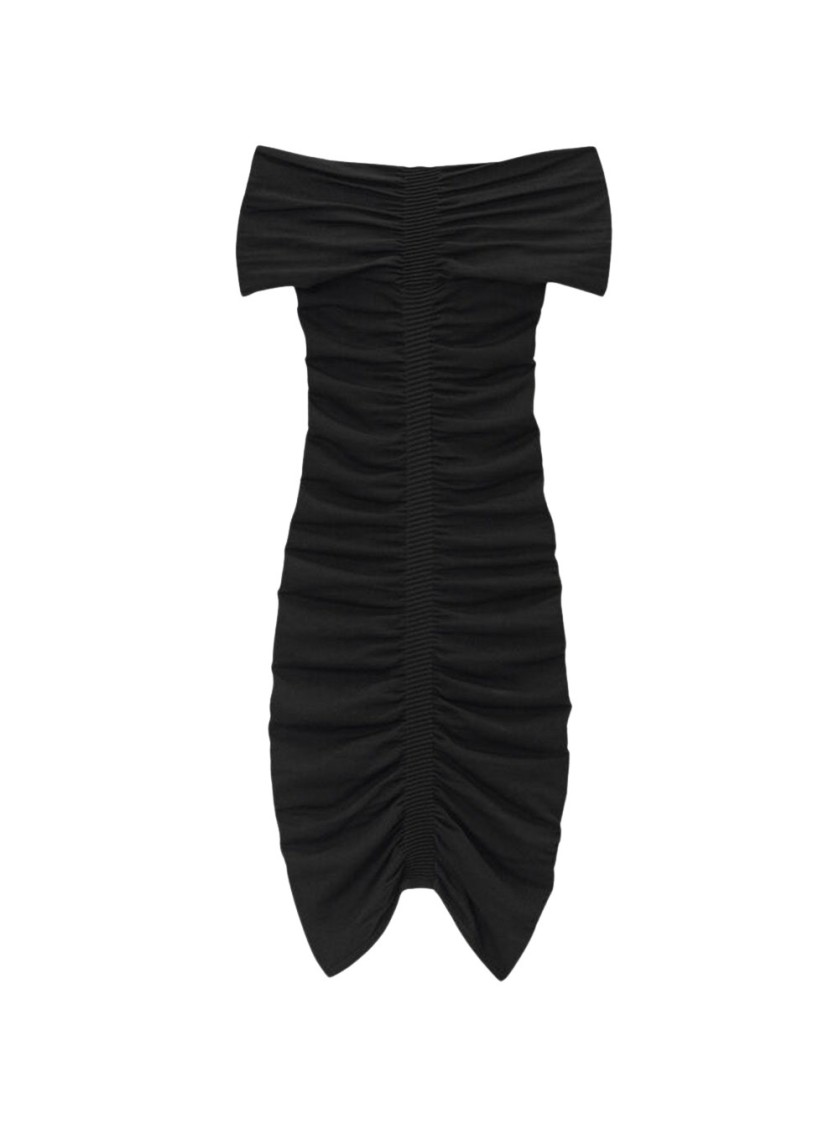 Alexander Wang Off-shoulder Ruched Dress In Black