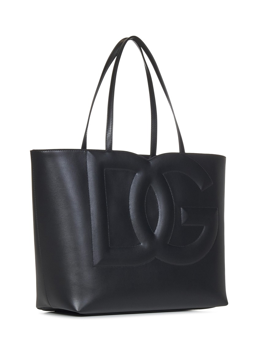 Dolce & Gabbana Black Calf Leather Tote In Black