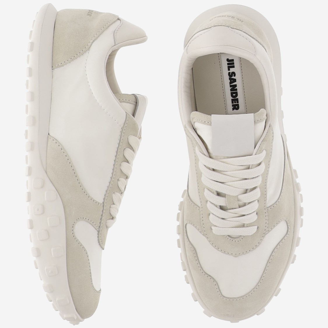 Jil Sander Women White Leather And Suede Moon Sneakers In Neutrals