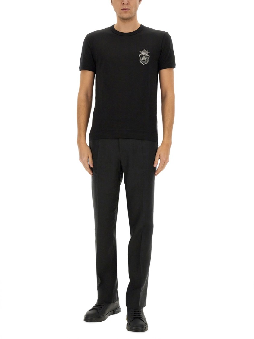 Shop Dolce & Gabbana Cotton T-shirt With Heraldic Patch In Black