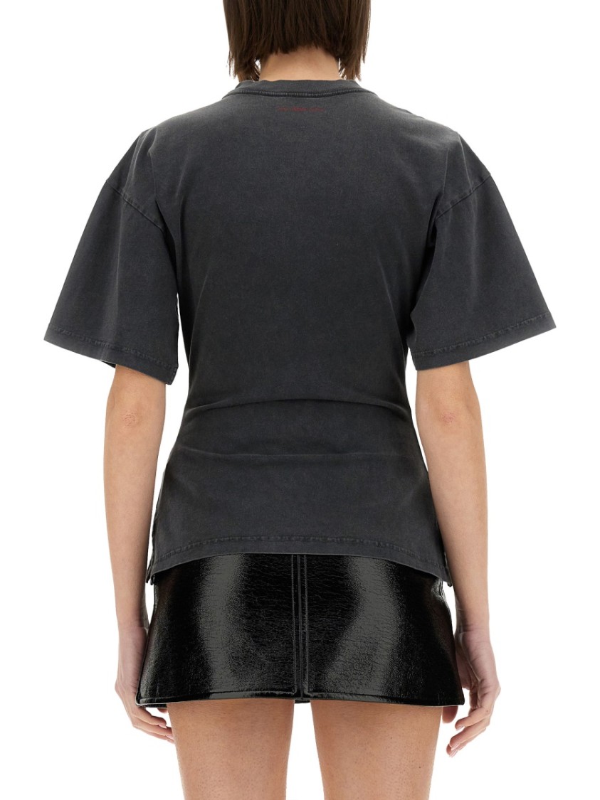 Shop Courrèges Fitted Black T-shirt With Vintage Print Design In Grey