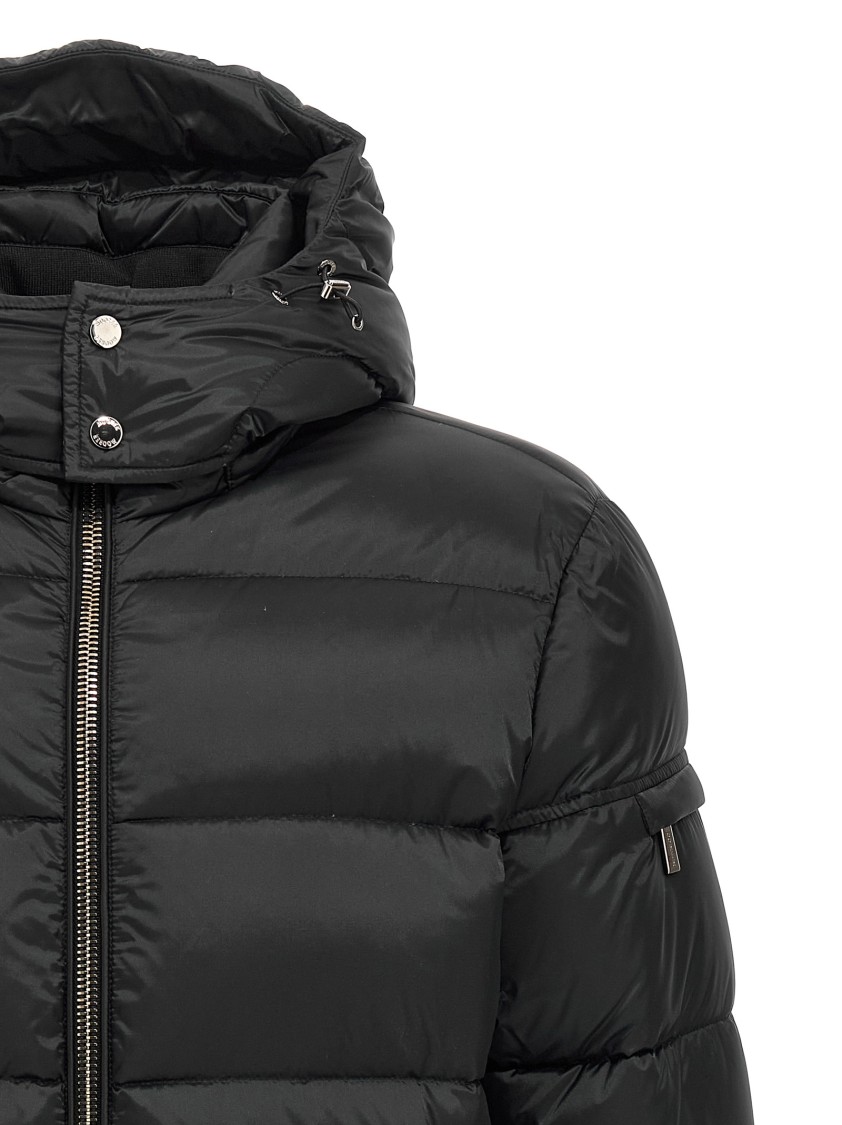 Moorer Quilted Hooded Jacket Removable Hood In Black