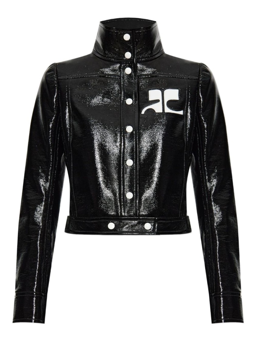 Courrèges Re-edition Vinyl Effect Jacket In Black