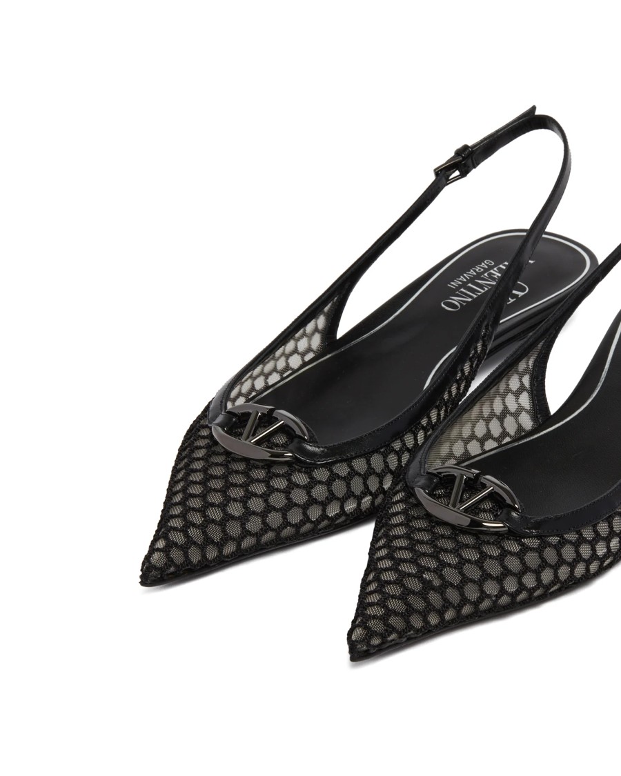 Valentino Garavani Pointed Slingback Ballet Flats In Black