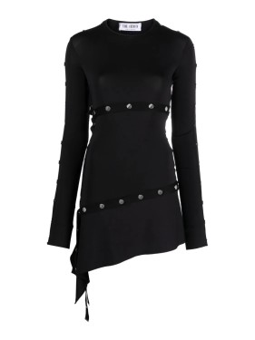 オールインワン・サロペット The Attico Asymmetrical Black Mini Dress The Attico Asymmetrical Black Mini Dress in Black | THE LIST