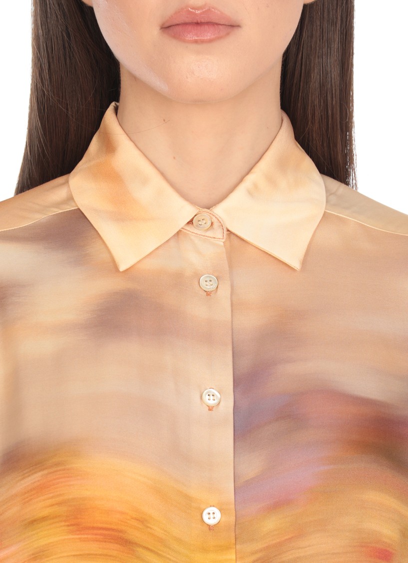 Pinko Life Printed Viscose Shirt In Orange